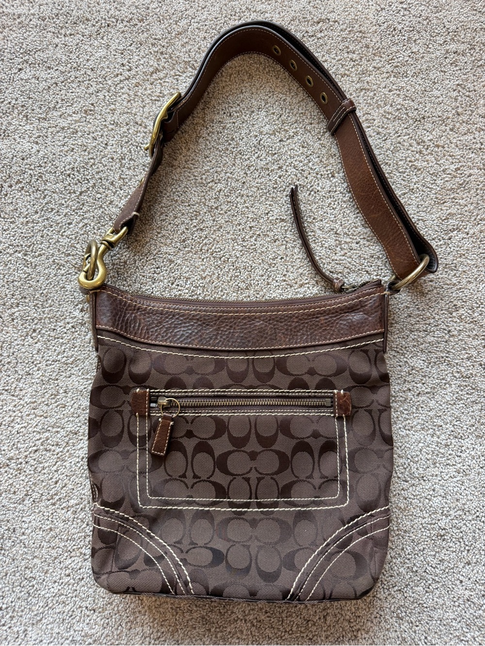 Coach Beautiful Brown Logo Bag with Genuine Leather